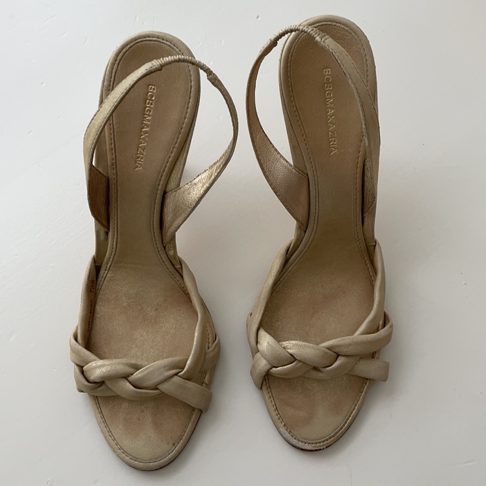 BCBGMaxAzria Pale Gold Slingback Heels — Worn Once